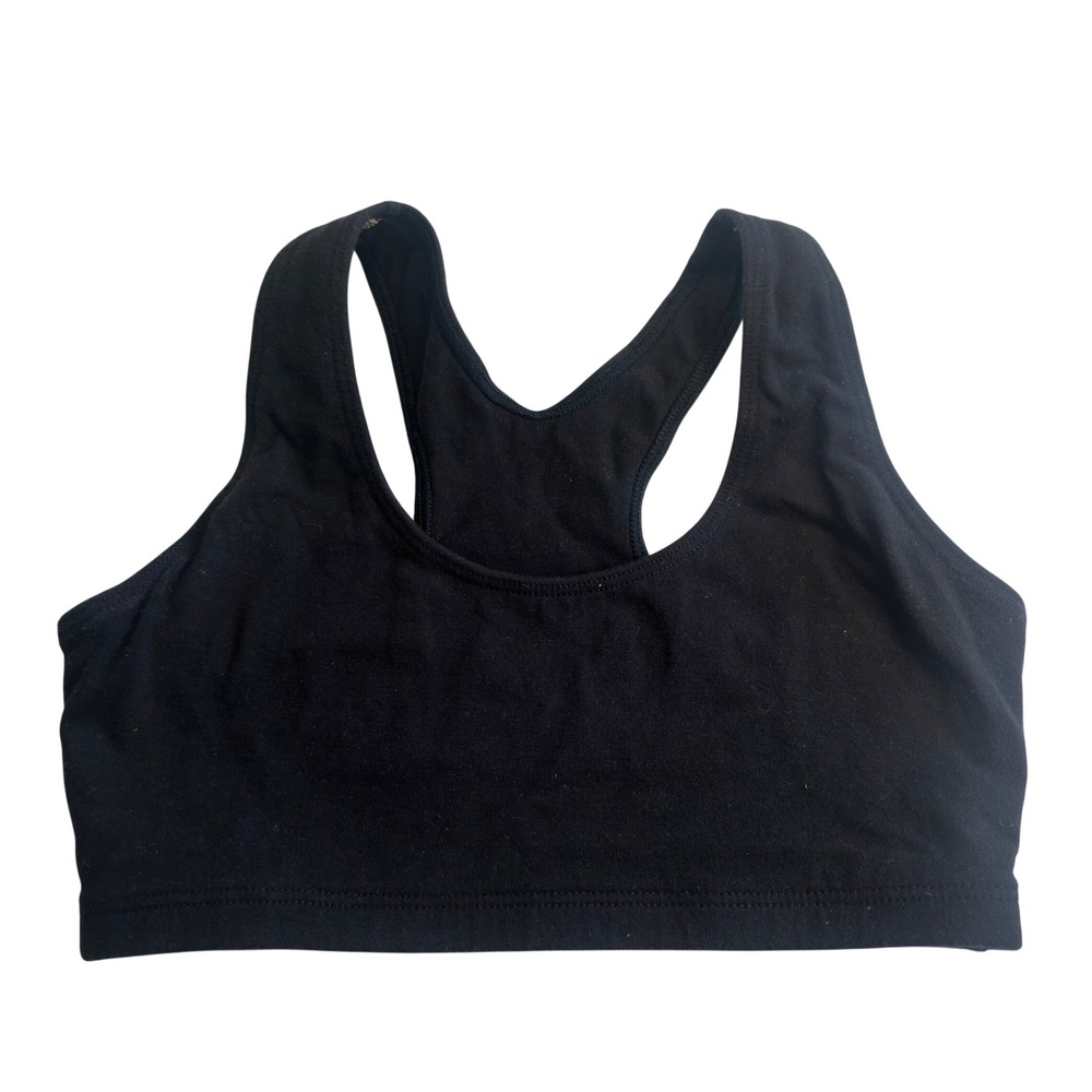 Marika‎ Sports Bra Vintage 90s Black Cotton Blend Racerback Small Made in USA